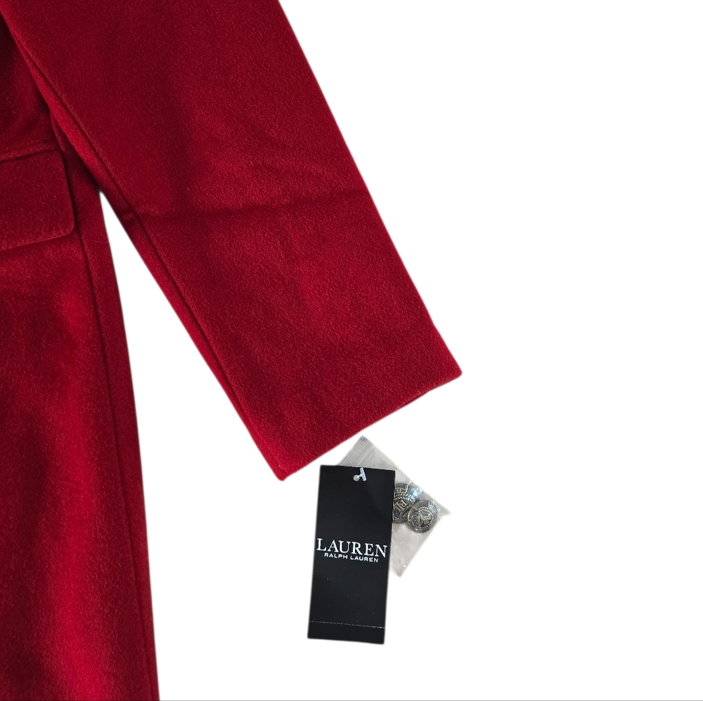 Lauren Ralph Lauren Chest Crest Patch Wool Coat In Festive Red - Picture 5 of 11